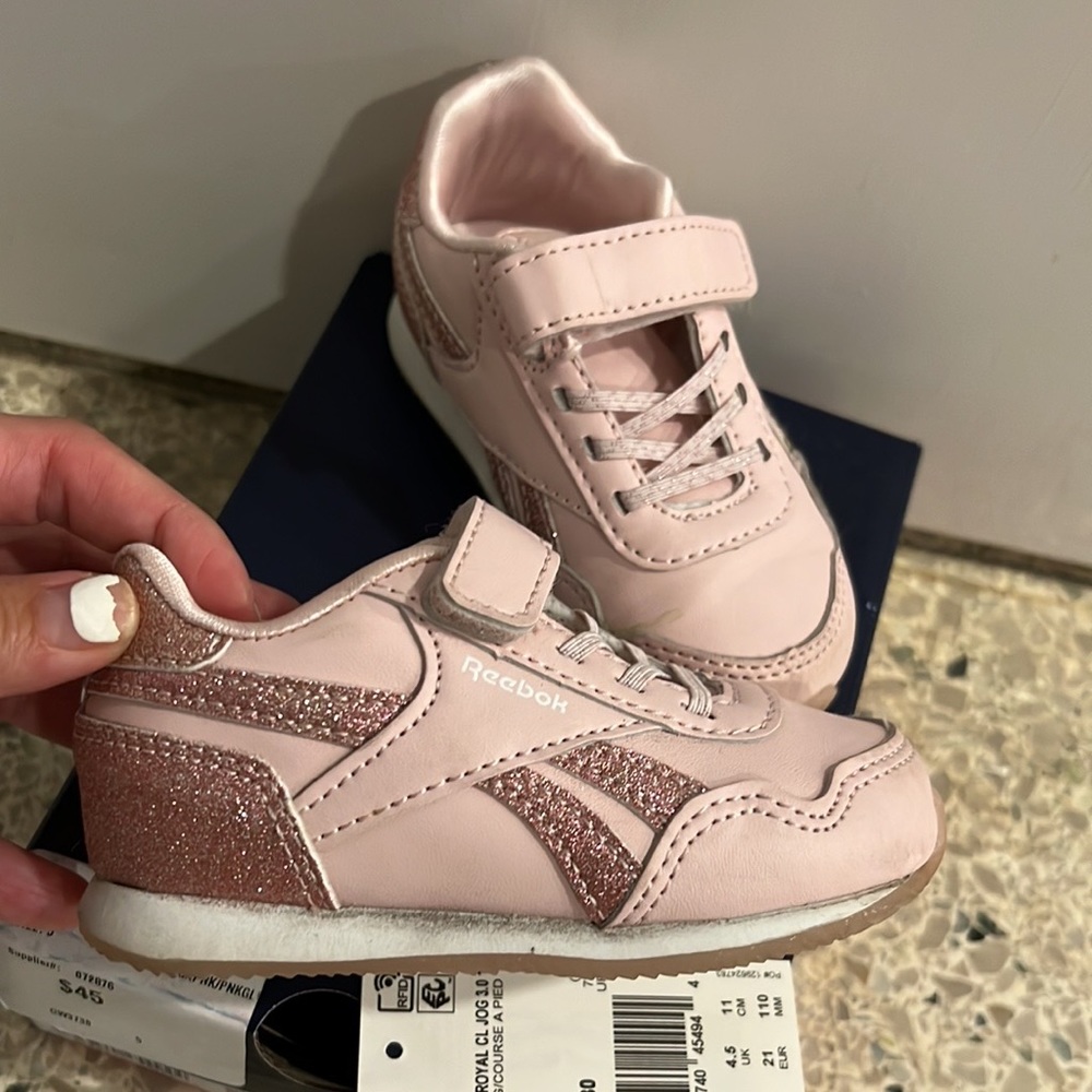 Toddler Girls Pink Reebok Pink Sneakers; Only worn once around the house.